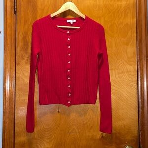 Alex Mill Red Ribbed Button-Front Cardigan